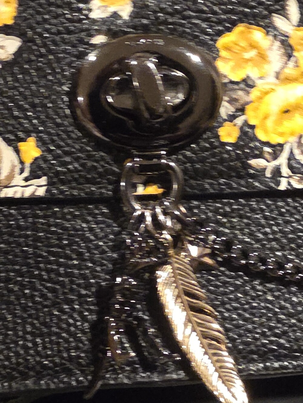 Coach Bowery Rebel Charm Floral Chain Crossbody Bag Gunmetal Feather Charm Chain - Picture 13 of 14